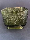 Anchor Hocking Harvest Grape Vintage Green Glass Pedestal Candy Dish