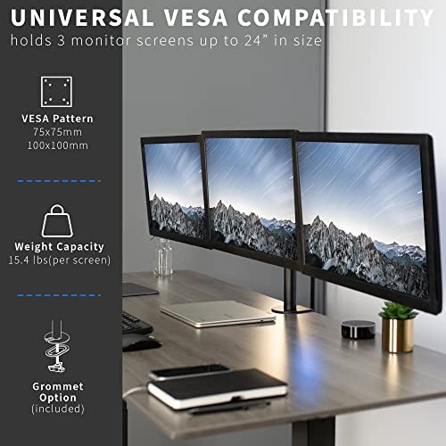 Triple Monitor Adjustable Desk Mount, Articulating Tri Stand, Holds 3 Screens - Picture 7 of 7