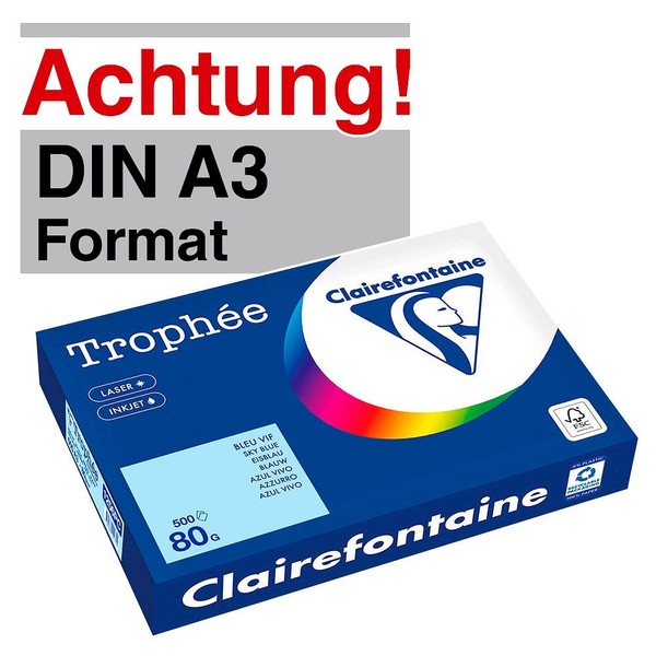 Clairefontaine Kopierpapier TrophéE Eisblau Din A3 80 G/Qm 500 Blatt-image