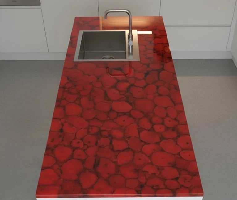Red Onyx Kitchen Countertop – Handmade Luxury Stone Slab for Home Décor Interior - Image 4 of 4