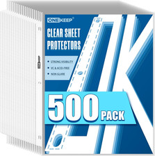 500 Pack Sheet Protectors, Top Loading Reinforced 3-Hole Page
