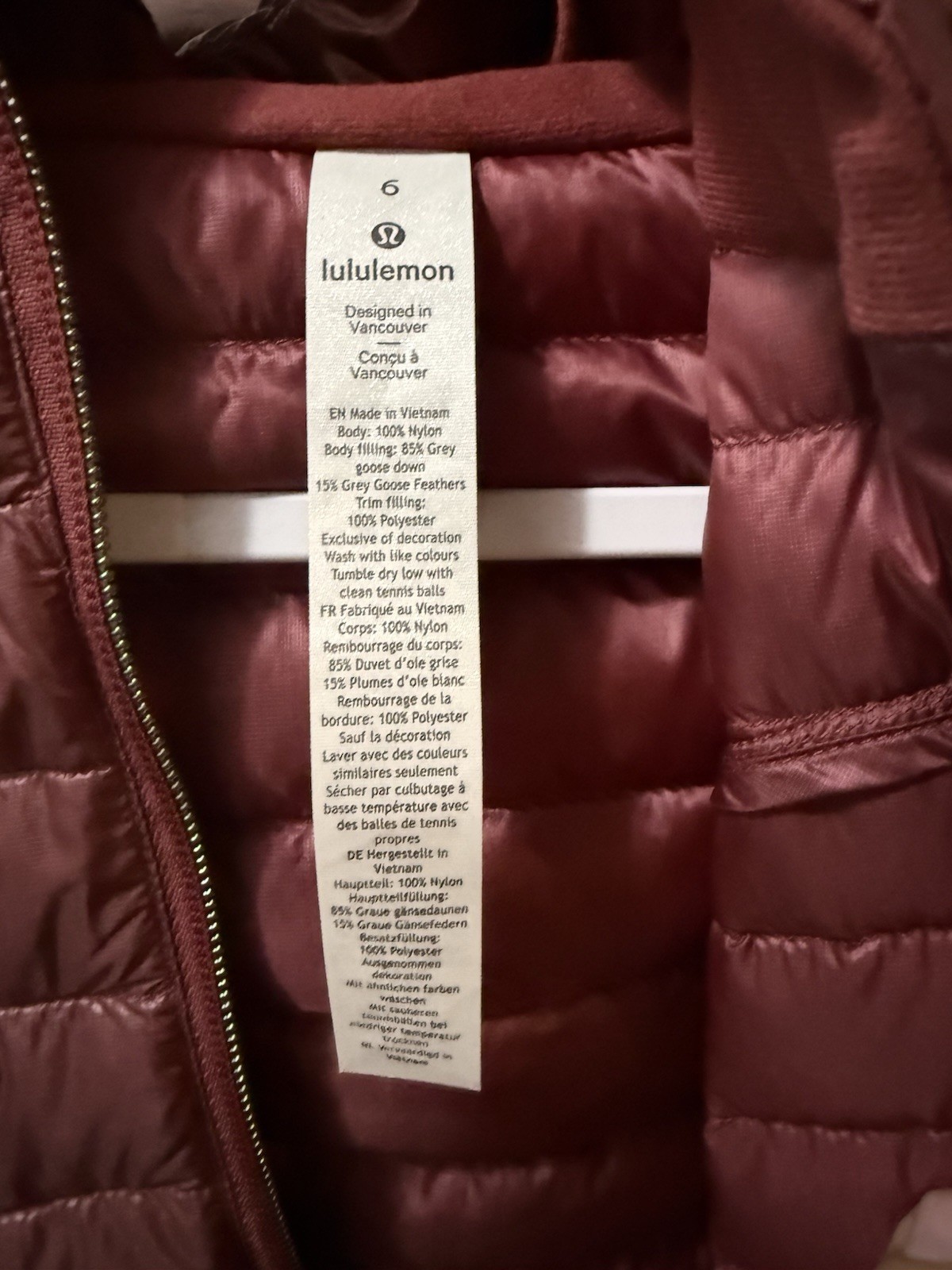 Lululemon Pack It Down Long Jacket Dark Bordeaux … - image 2