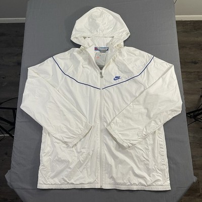 VTG 2000s Nike Windbreaker Jacket Mens XXL White Full-Zip Hooded Y2K NWT