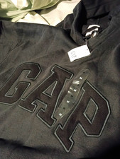 Gap Men's Black Pullover Hoodie Size M Cotton Blend Fleece Logo Hooded