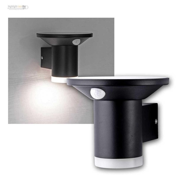 Led Solar Wandleuchte Edelstahl-Anthrazit Dauerlicht Warmweiß & Pir Sensor, IP44-image