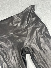 Spanx Women's Black Ankle Leggings M High Rise Faux Leather Stretch Athleisure