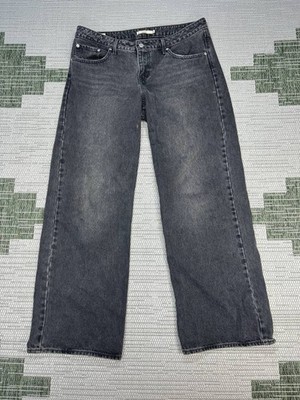 Levis Low Loose Jeans Womens 31 Black Denim Logo Cotton Mid Rise Wide Leg 36x31