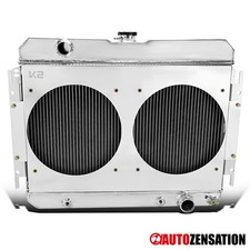 Fit 63-65 Impala 66-68 Caprice Bel Air V8 3 Row Cooling Radiator Dual Fan Shroud