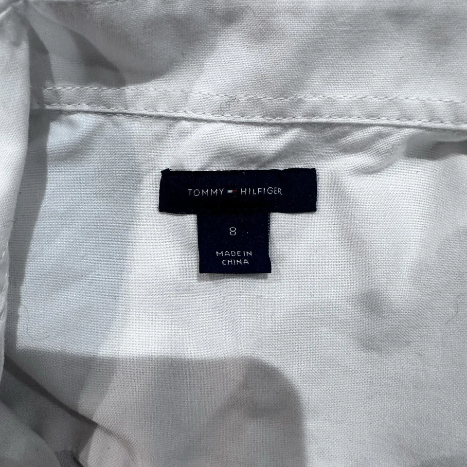 Camisa Tommy Hilfiger manga larga blanca con botones para niños talla 8 Foto 3 de 4