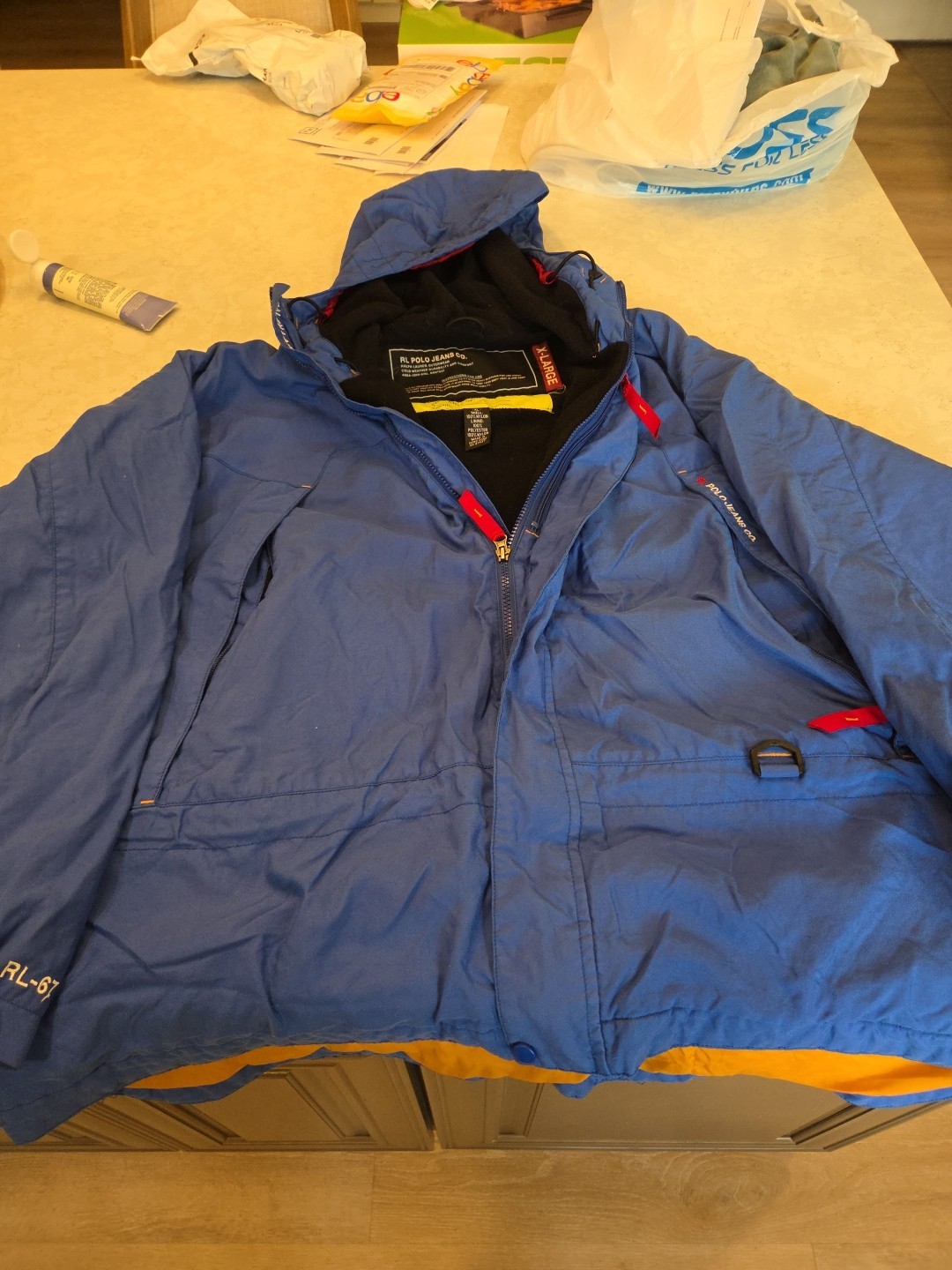Polo Jeans Co Jacket Men’s XL Blue Full Zip  RL 67 Fleece Lined Ralph Lauren