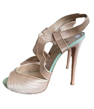 Oscar De La Renta Heels Eliana 41 / 10 Satin Nude Paris Platform Pumps
