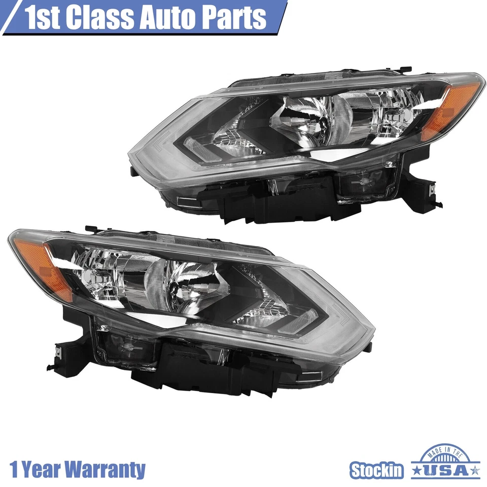 Halogen Headlamp LH+RH For 2017-2019 Nissan Rogue Headlight Headlamp W/LED DRL - Image 2 of 4