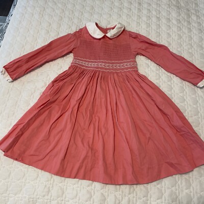 Emily Lacey Coral/Pink Smocked Dress 6 Years