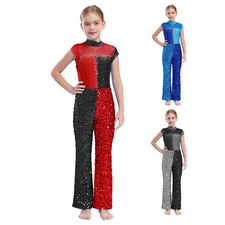 Kids Girls Rompers Party Bodysuit Ballroom Leotard Dance Jumpsuit Sleeveless