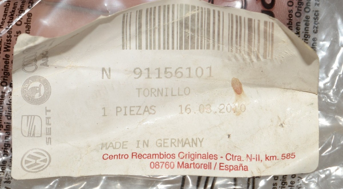 Genuine Audi Porsche Combination Screw M12X1,5X100 n91156101 | eBay