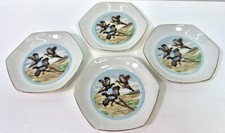 VTG Set Of 4 Stamped Japan Sauce Salt Cellars HP Birds Gold Rim MCM Hexagon