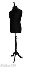 DELUXE MALE Dressmakers Dummy Mannequin Tailors BLACK Bust BLACK Stand 