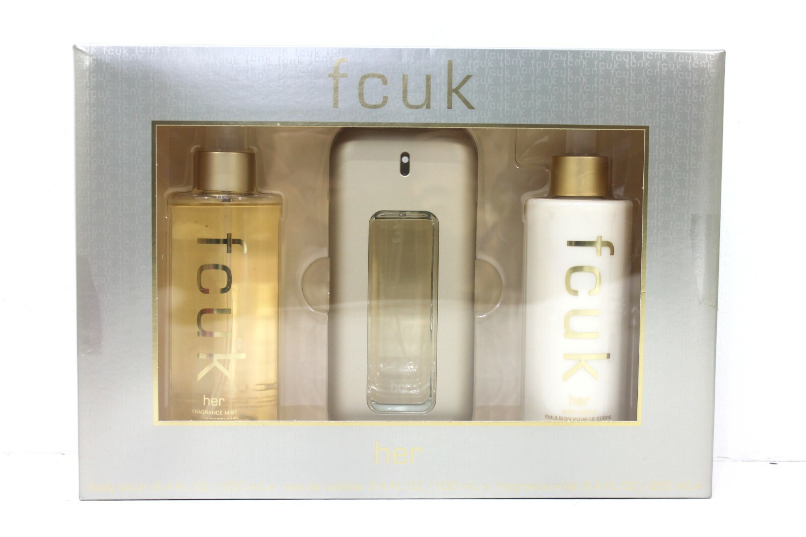 FCUK FOR HER GIFT SET FCUK EDT 100ML FRAGRANCE MIST 250ML & BODY LOTION