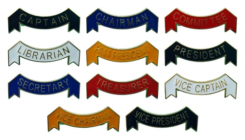 ACCLAIM School Office Banner Style Enamel Badge Gold Text President Captain