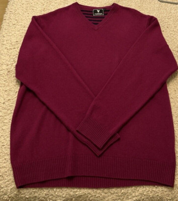 John Partridge Wollpullover lila Merino Kaschmirmischung klassischer Pullover Large