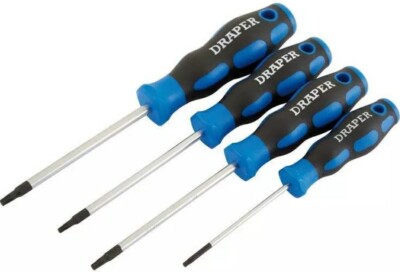 Draper 4 Piece Torx Star Screwdriver Set T10 T15 T20 T25 Soft Grip -New-