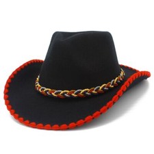 Colored Rope Retro Curved Brim Jazz Hat Cowboy Hat Top Hat