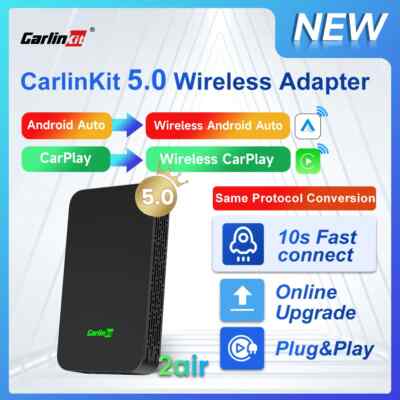 Carlinkit 5.0 Wireless Carplay Android Auto Box 2,4G & 5 GHz Wifi BT Auto Connect