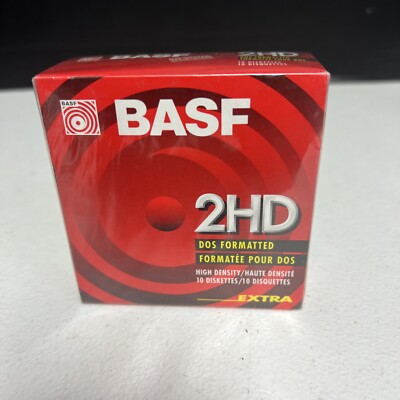 10 BASF 2HD High Density DOS FORMATTED Floppy Diskettes NEW