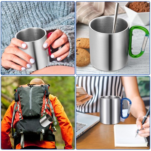 6 Pcs Insulated Stainless Steel Camping Coffee Mug Portable Hiking and Backpa... - Picture 4 of 7