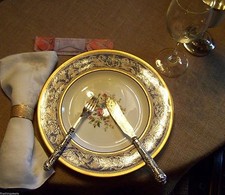 Very Cool MID CENTURY STYLE NAPKIN RING SET DARK ETCHED GOLDEN NO MONOS OR NAMES