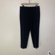 St John Woman's Emma Fit Dress Pants Size 8 Flat Front Wool Spandex Blend Black