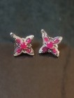 NATURAL HEATED RUBY NATURAL SPINEL TOPAZ ACC. 925 SILVER 14K WHITE GOLD EARRINGS — photo 5