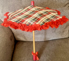 VINTAGE 1930's PLAID CHILD'S PARASOL