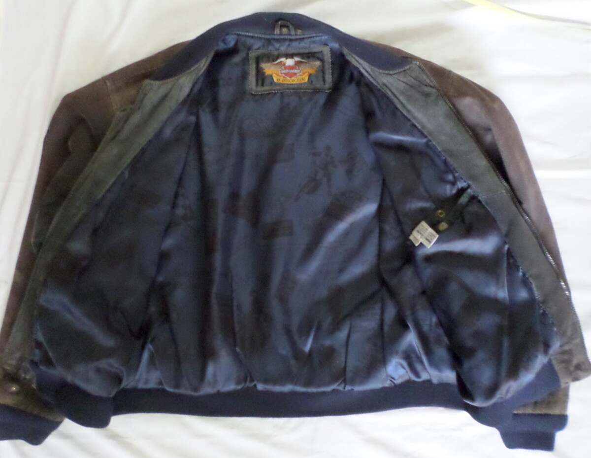 Harley Davidson Leather Suede Jacket Coat Bomber V-Twin Men XL