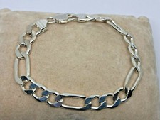 925 STERLING SILVER FIGARO LINK BRACELET MADE IN ITALY / 8.5" / 28g. / 444