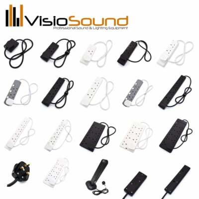 Verlängerungskabel Mehrfachstecker Netzkabel 1 2 3 4 6 8 10 Gang UK-Stecker schwarz & weiß