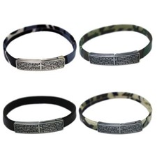Bracciale Pelle AMEN con Preghiera Padre Nostro Incisa su Piastra