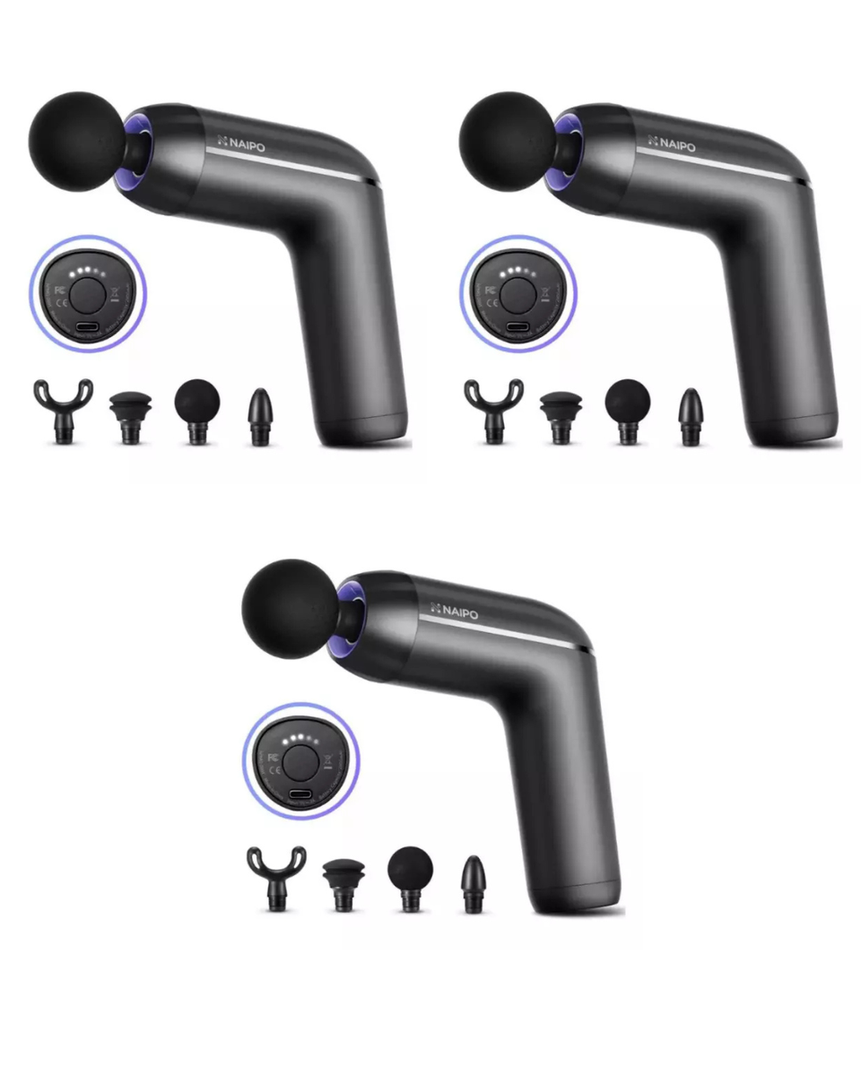3 Pack) NAIPO Portable Massage Gun Gray Deep Tissue Vibrating Muscle  Massager | eBay