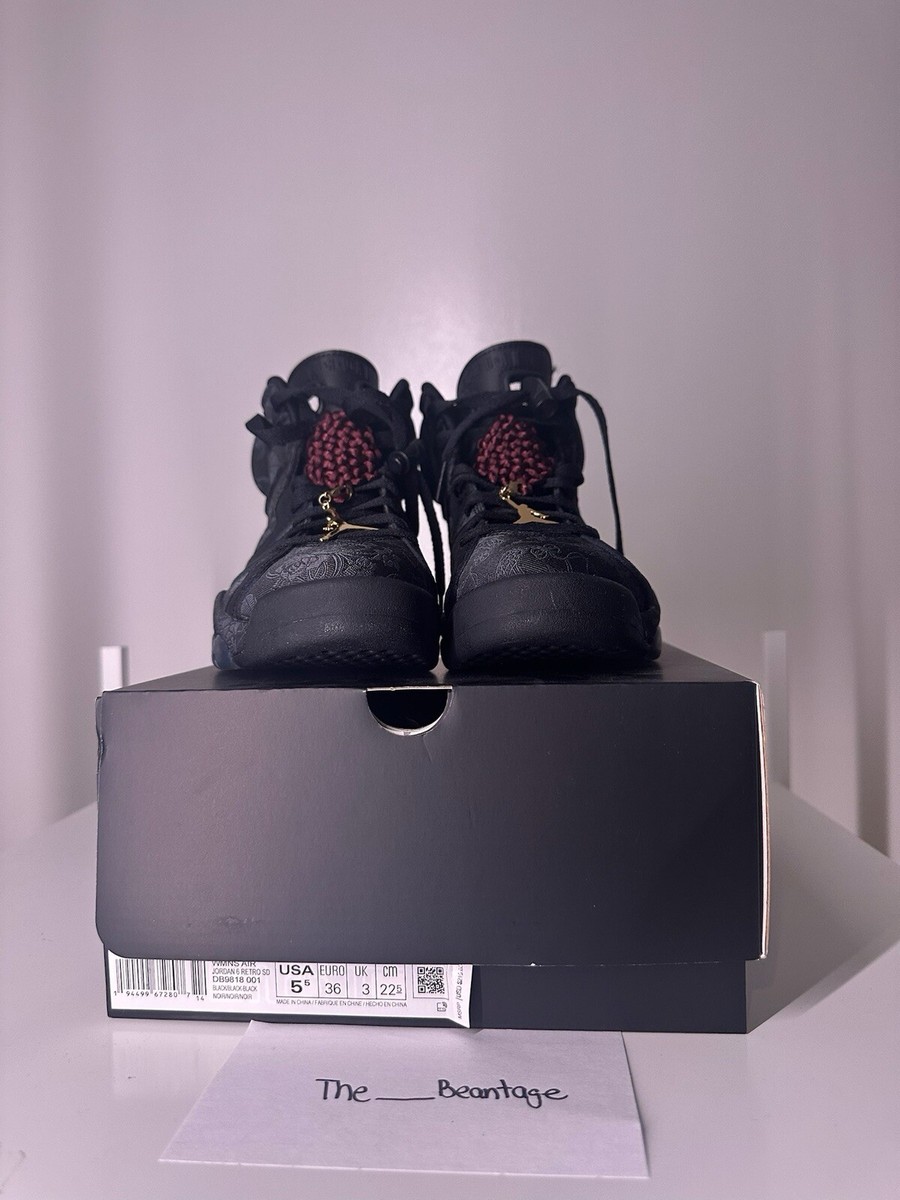 Women Air Jordan 6 Retro Singles Day Triple Black Size 5.5