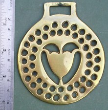 Horse Brass: Cast Heart with two rings of holes, Free P&P, Valentine Love