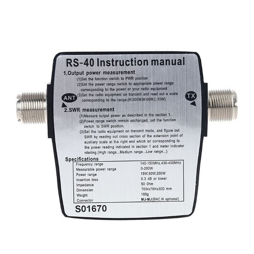 RS-40 SWR/Watt Meter NISSEI 144/430mHz UHF/VHF for M Type Connector for Counter - Zdjęcie 7 z 8