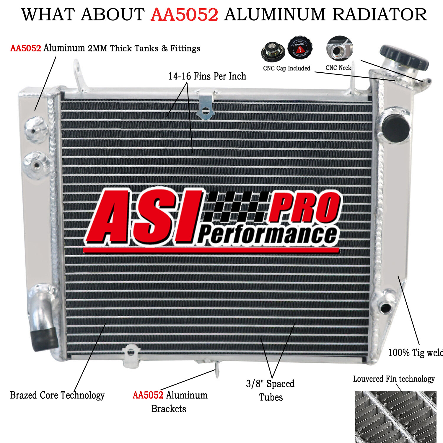 Radiateur Aluminium 40mm Performance Soudé TIG pour Moto 1000cc