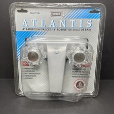 Atlantis 4" Bathroom Faucet Easy Install Coated Steel Sink Tap Hot Cold Knobs