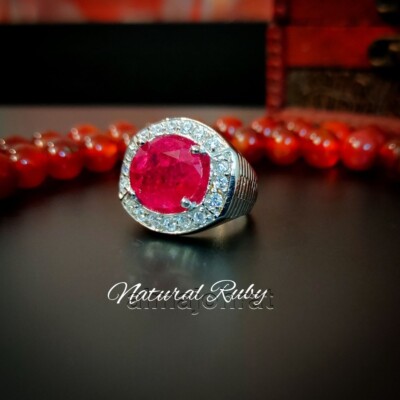 Natürlicher Rubin Ring 925 Silber - 100% Original Rubin - Laborzertifiziert