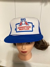 Vintage Walker Big Advantage Muffler Trucker Hat Blue White mesh snapbback NOS