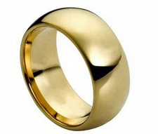 Free Engraving - Shiny Gold High Polished Tungsten Carbide Wedding Band Ring
