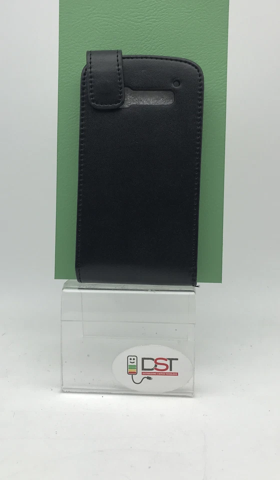 Cover Case FLIP Verticale per Alcatel Pop C5 Nera Pelle - Immagine 3 di 4