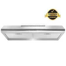 30 in Under Cabinet Range Hood, 3-Prong Plug, Stainless Steel, LED, Mesh Filters