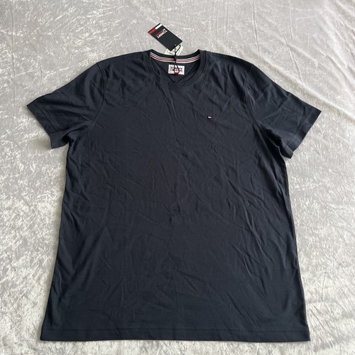 Tommy Hilfiger Men's Crew Neck T Shirt Jeans Logo 100% Organic Cotton, Navy, L - Picture 2 of 5