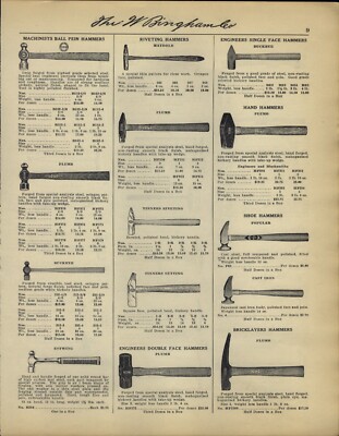 1931 PAPER AD Plumb Ball Pein Hammer Riveting Hand Bricklayer Farrier Tack Box